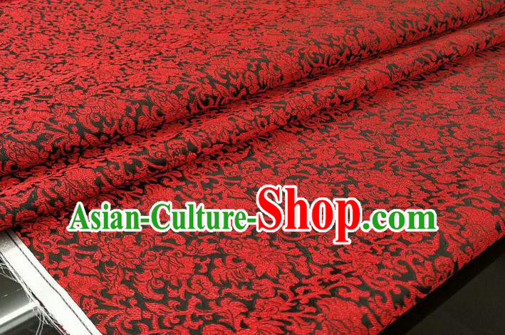 Chinese Traditional Ancient Costume Palace Pattern Cheongsam Black Brocade Tang Suit Satin Mongolian Robe Fabric Hanfu Material