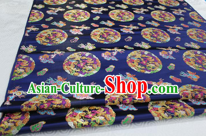 Chinese Traditional Ancient Costume Palace Dragons Pattern Mongolian Robe Brocade Tang Suit Satin Fabric Hanfu Material