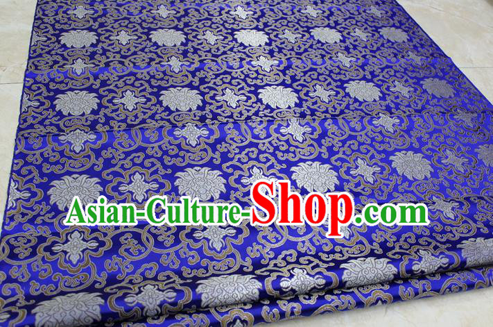 Chinese Traditional Ancient Costume Palace Pattern Mongolian Robe Royalblue Brocade Tang Suit Satin Cheongsam Fabric Hanfu Material