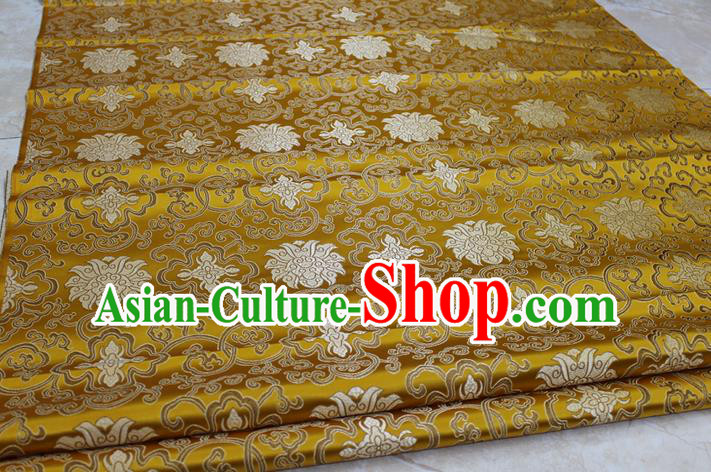 Chinese Traditional Ancient Costume Palace Pattern Mongolian Robe Golden Brocade Tang Suit Satin Cheongsam Fabric Hanfu Material