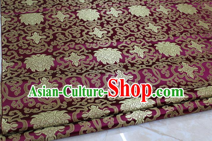 Chinese Traditional Ancient Costume Palace Pattern Mongolian Robe Purple Brocade Tang Suit Satin Cheongsam Fabric Hanfu Material