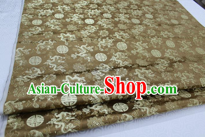 Chinese Traditional Ancient Costume Palace Longevity Dragons Pattern Mongolian Robe Bronze Brocade Tang Suit Satin Fabric Hanfu Material