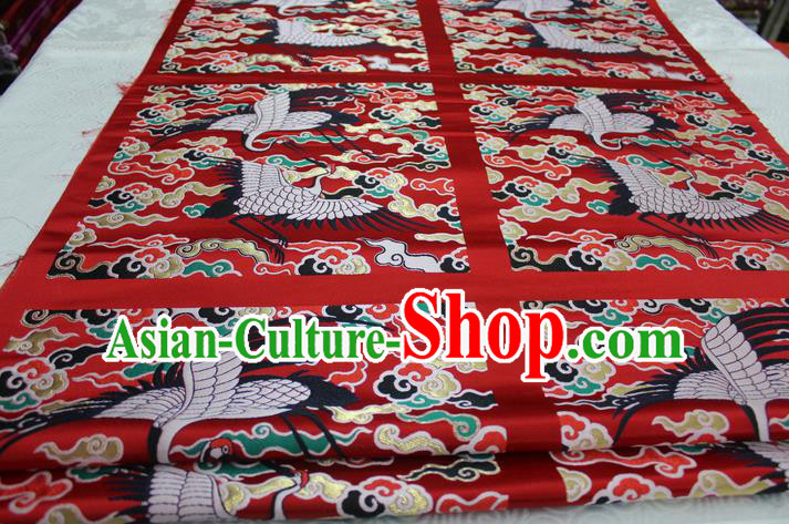 Chinese Traditional Ancient Costume Mandarin Square Palace Crane Pattern Red Brocade Tang Suit Satin Cheongsam Fabric Hanfu Material