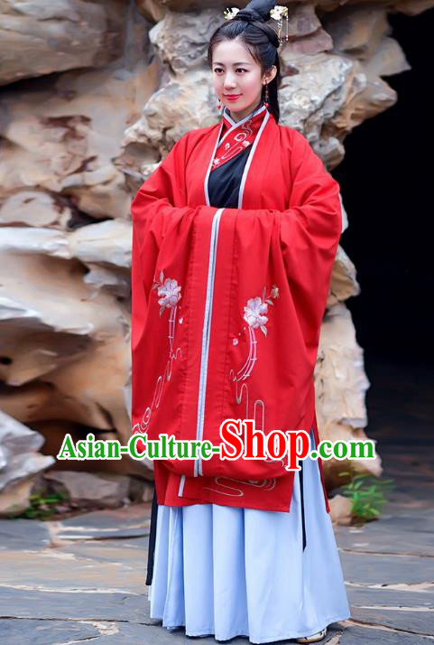 Traditional Chinese Han Dynasty Palace Lady Imperial Princess Hanfu Embroidered Costume Complete Set for Women
