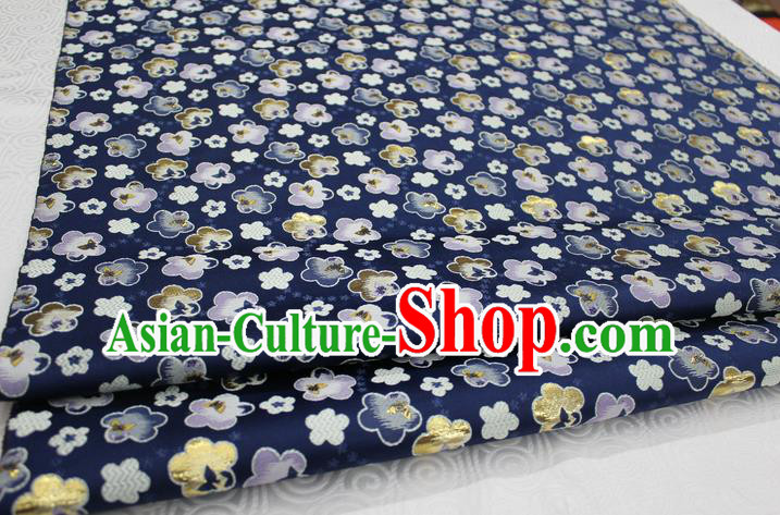 Chinese Traditional Ancient Costume Royal Palace Flowers Pattern Tang Suit Navy Brocade Cheongsam Satin Fabric Hanfu Material