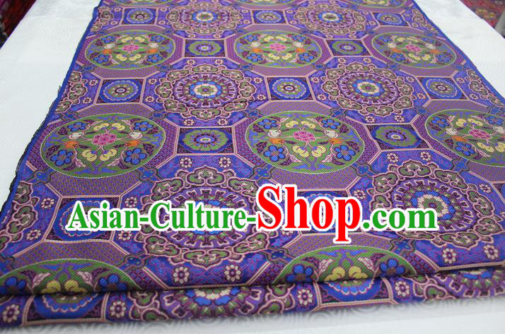 Chinese Traditional Ancient Costume Royal Palace Pattern Mongolian Robe Tang Suit Purple Brocade Satin Fabric Hanfu Material