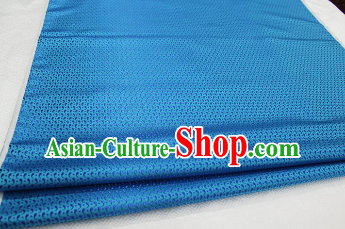 Chinese Traditional Ancient Costume Royal Palace Pattern Tang Suit Mongolian Robe Lake Blue Brocade Satin Fabric Hanfu Material