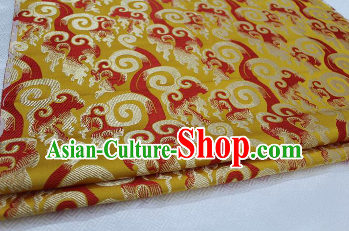 Chinese Traditional Ancient Costume Royal Palace Pattern Tang Suit Yellow Brocade Cheongsam Satin Fabric Hanfu Material