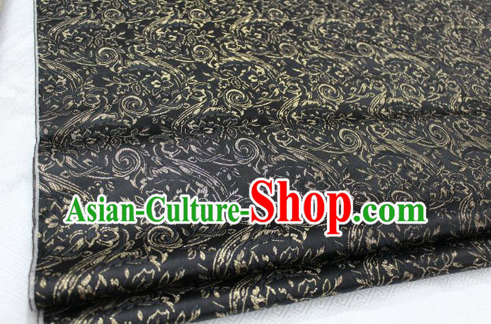 Chinese Traditional Ancient Costume Royal Palace Tang Suit Black Brocade Mongolian Robe Satin Fabric Hanfu Material