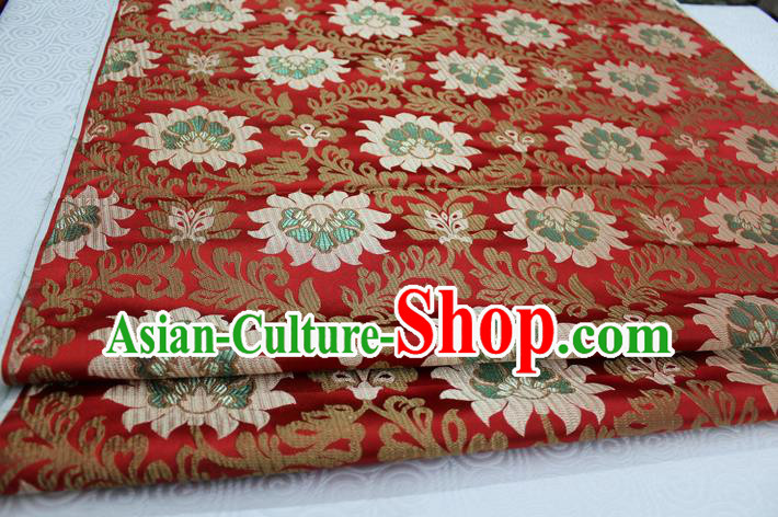 Chinese Traditional Ancient Costume Royal Palace Pattern Tang Suit Wedding Red Brocade Mongolian Robe Satin Fabric Hanfu Material