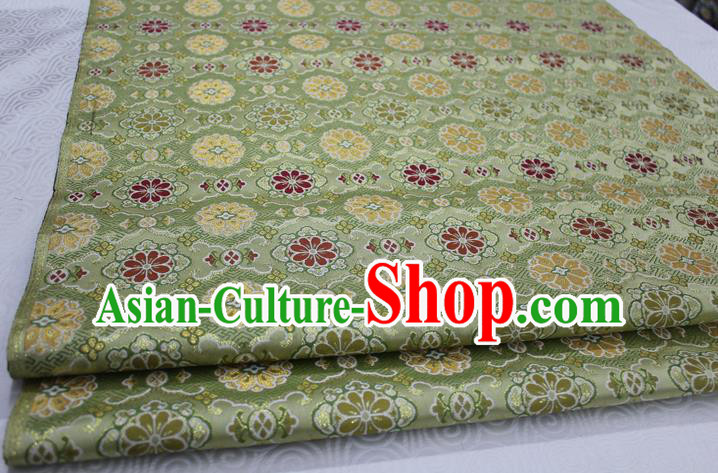 Chinese Traditional Ancient Costume Royal Palace Pattern Mongolian Robe Green Brocade Tibetan Robe Satin Fabric Hanfu Material