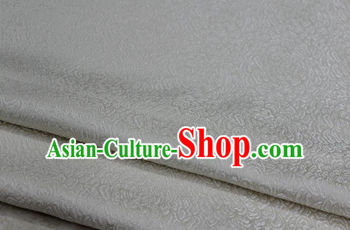 Chinese Traditional Clothing Mongolian Robe Tang Suit White Brocade Ancient Costume Palace Flowers Pattern Satin Fabric Hanfu Material