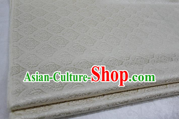 Chinese Traditional Clothing Mongolian Robe Tang Suit White Brocade Ancient Costume Palace Pattern Satin Fabric Hanfu Material