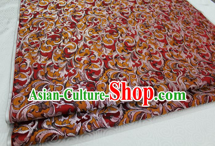 Chinese Traditional Clothing Palace Pattern Tang Suit Cheongsam Red Brocade Ancient Costume Satin Fabric Hanfu Material