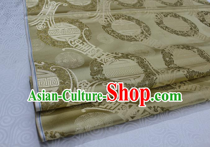 Chinese Traditional Mongolian Robe Clothing Palace Pattern Tang Suit Yellow Brocade Ancient Costume Satin Fabric Hanfu Material