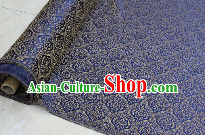 Chinese Traditional Clothing Mongolian Robe Tang Suit Blue Brocade Ancient Costume Palace Pattern Satin Fabric Hanfu Material