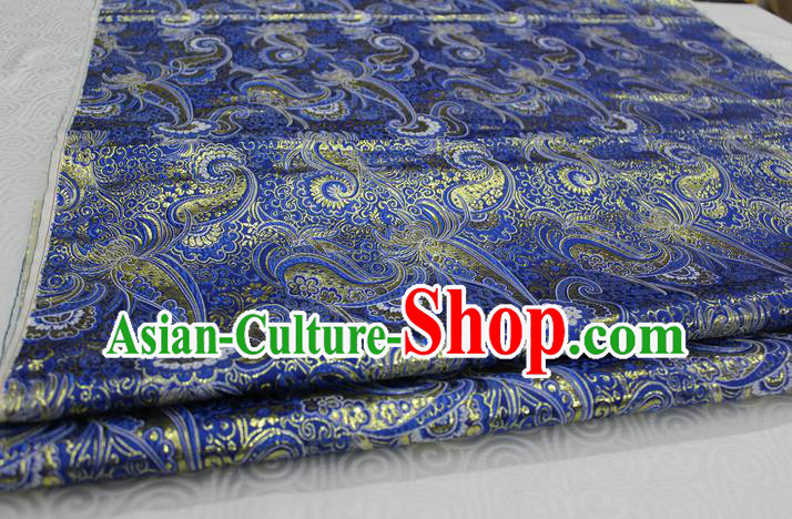 Chinese Traditional Ancient Costume Royal Palace Pattern Mongolian Robe Royalblue Brocade Cheongsam Satin Fabric Hanfu Material