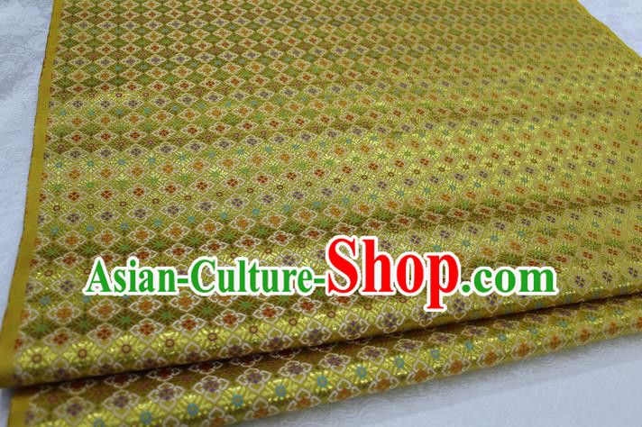 Chinese Traditional Ancient Costume Royal Palace Pattern Mongolian Robe Yellow Brocade Tibetan Robe Satin Fabric Hanfu Material