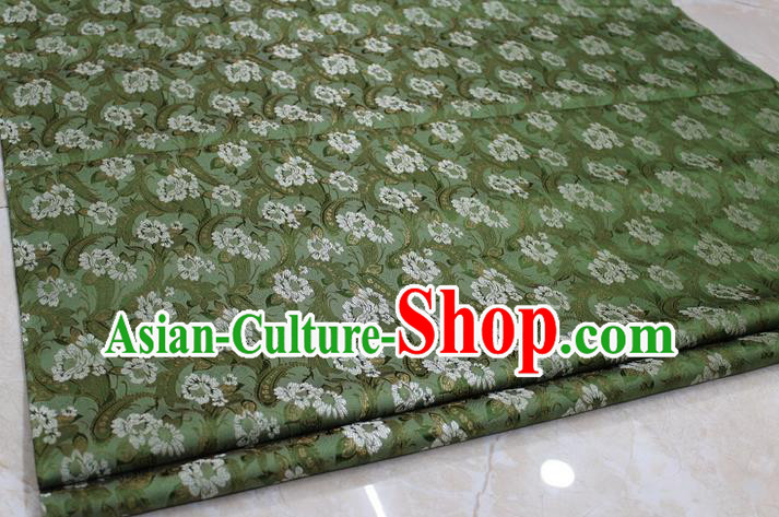 Chinese Traditional Wedding Cheongsam Ancient Costume Green Brocade Palace Pattern Tang Suit Satin Fabric Hanfu Material