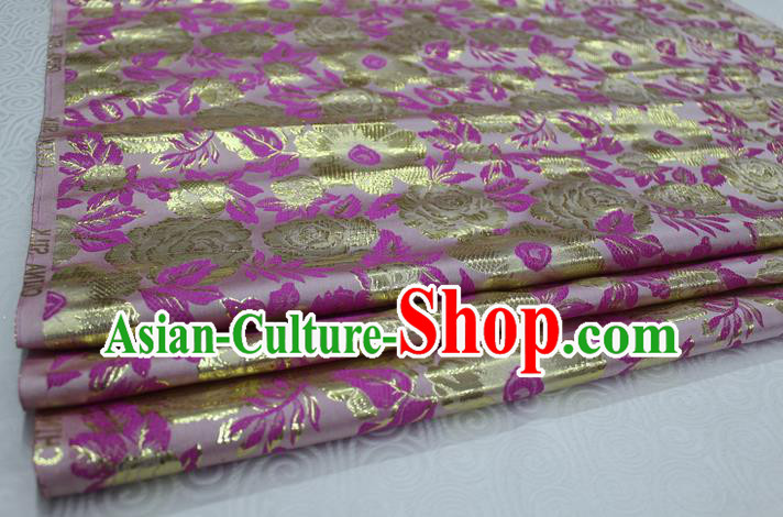 Chinese Traditional Wedding Clothing Palace Pattern Tang Suit Cheongsam Purple Brocade Ancient Costume Satin Fabric Hanfu Material