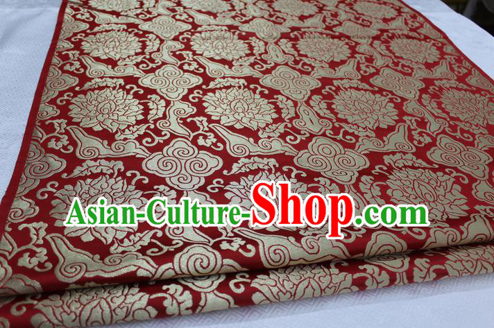 Chinese Traditional Clothing Palace Phoenix Pattern Cheongsam Red Nanjing Brocade Ancient Costume Mongolian Robe Satin Fabric Hanfu Material