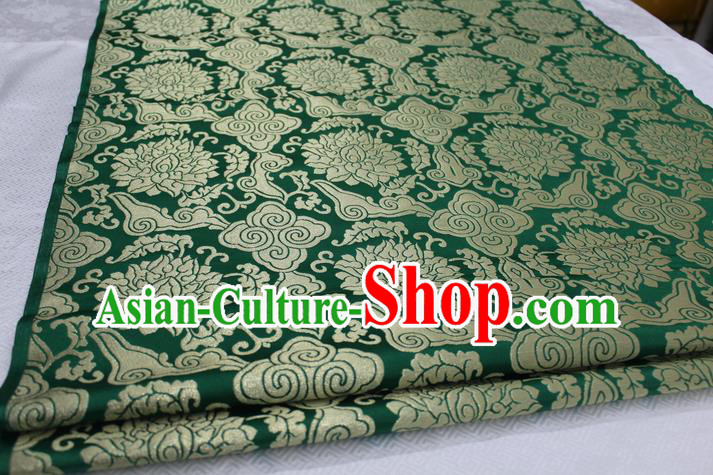 Chinese Traditional Clothing Palace Phoenix Pattern Cheongsam Green Nanjing Brocade Ancient Costume Mongolian Robe Satin Fabric Hanfu Material