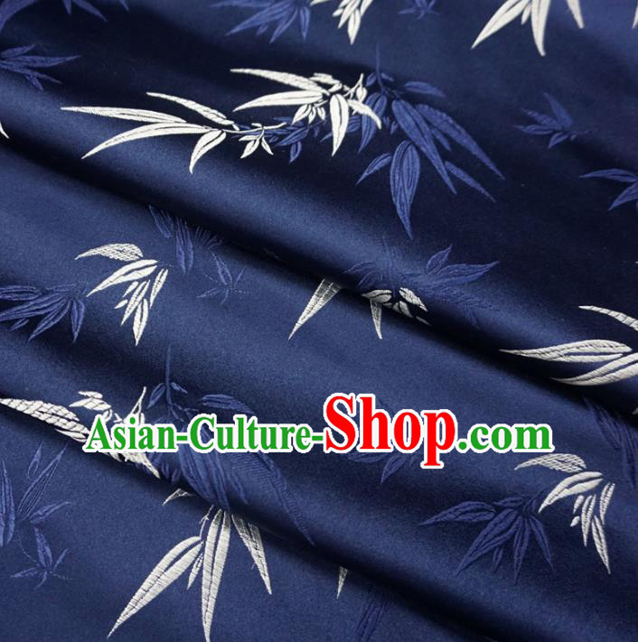 Chinese Traditional Clothing Royal Court Printing Bamboo Tang Suit Navy Brocade Ancient Costume Cheongsam Satin Fabric Hanfu Material