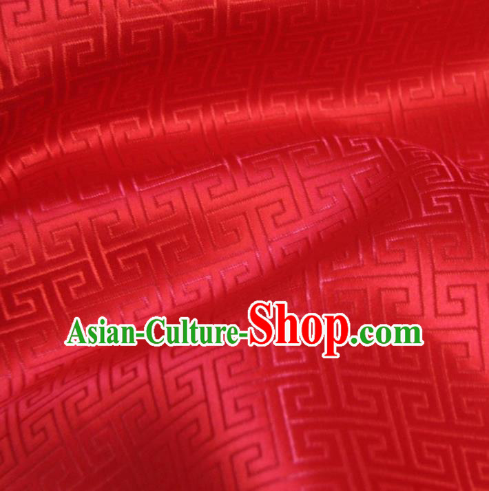 Chinese Traditional Royal Court Pattern Red Brocade Ancient Costume Tang Suit Cheongsam Bourette Fabric Hanfu Material