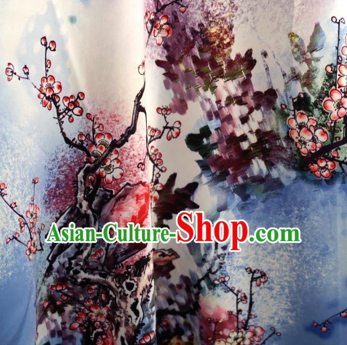 Chinese Traditional Royal Court Printing Flowers Pattern Brocade Ancient Costume Tang Suit Cheongsam Bourette Fabric Hanfu Material