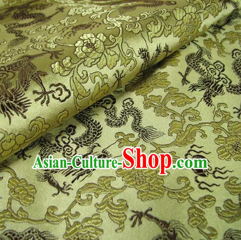 Chinese Traditional Royal Court Dragons Pattern Yellow Brocade Ancient Costume Tang Suit Cheongsam Bourette Fabric Hanfu Material