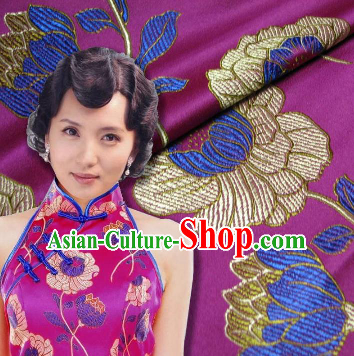 Chinese Traditional Royal Court Flowers Pattern Rosy Brocade Xiuhe Suit Fabric Ancient Costume Tang Suit Cheongsam Hanfu Material