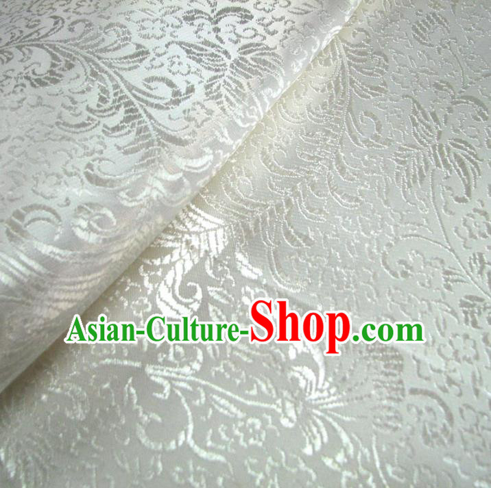 Chinese Traditional Royal Court Pattern White Brocade Xiuhe Suit Fabric Ancient Costume Tang Suit Cheongsam Hanfu Material