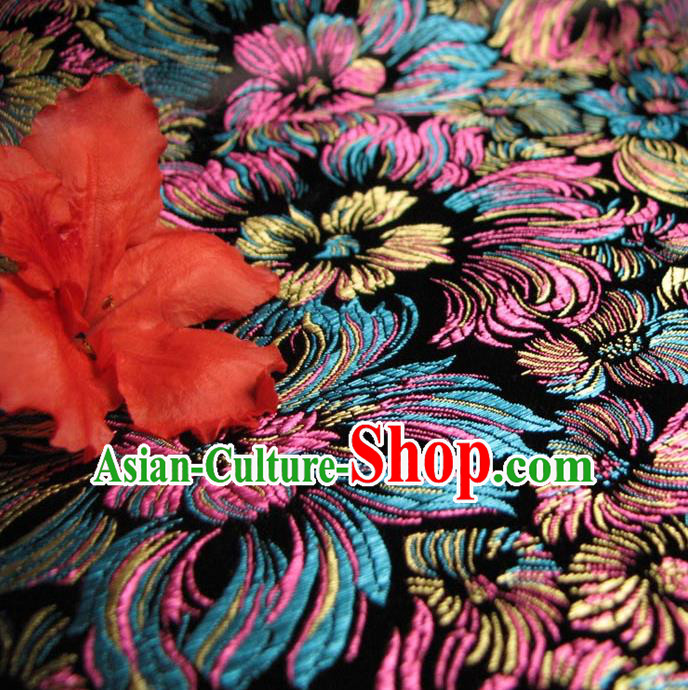 Chinese Traditional Royal Court Pattern Black Brocade Xiuhe Suit Fabric Ancient Costume Tang Suit Cheongsam Hanfu Material