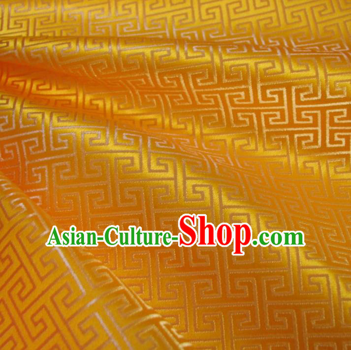 Chinese Traditional Royal Palace Pattern Design Yellow Brocade Xiuhe Suit Fabric Ancient Costume Tang Suit Cheongsam Hanfu Material