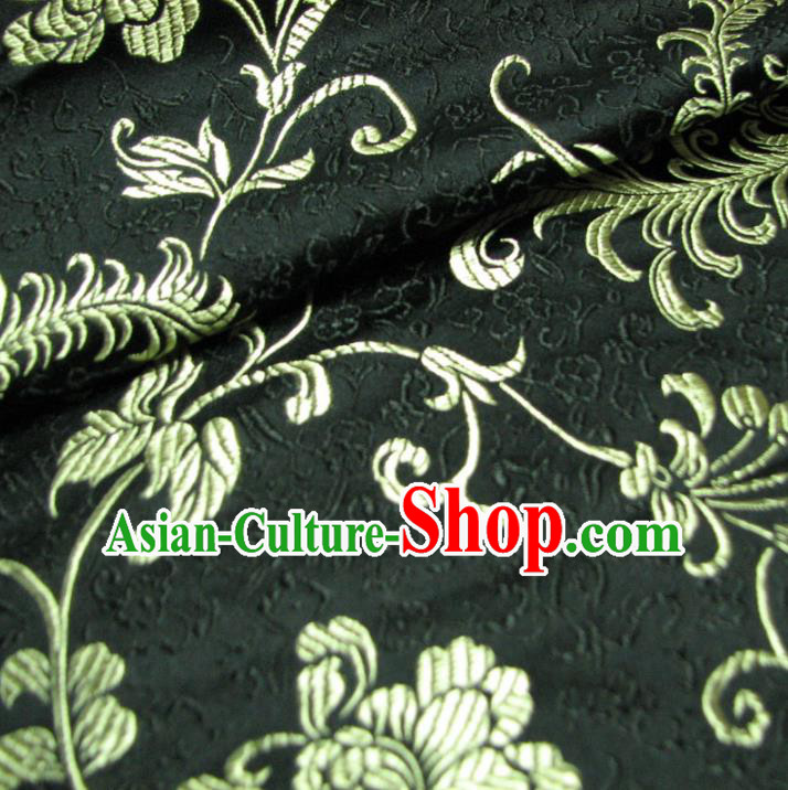 Chinese Traditional Royal Palace Pattern Design Black Brocade Mongolian Robe Fabric Ancient Costume Tang Suit Cheongsam Hanfu Material