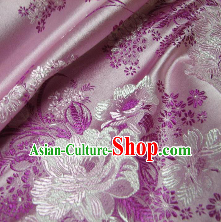 Chinese Traditional Royal Palace Peony Pattern Design Pink Brocade Fabric Ancient Costume Tang Suit Cheongsam Hanfu Material