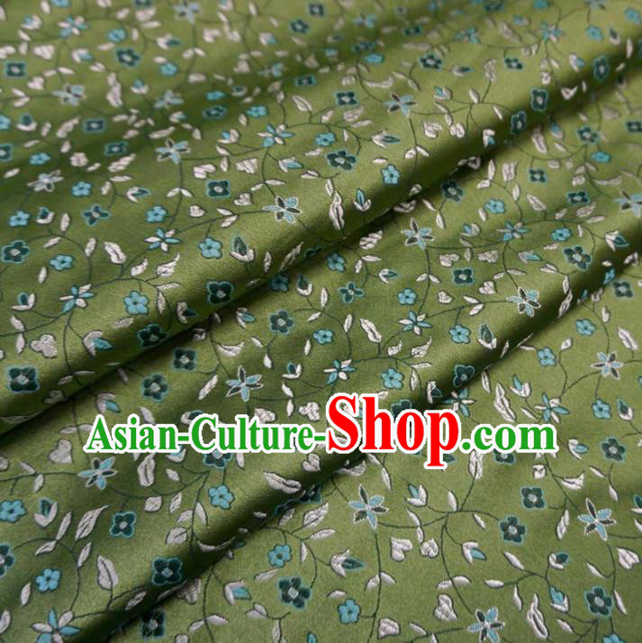 Chinese Traditional Royal Palace Flowers Pattern Design Green Brocade Fabric Ancient Costume Tang Suit Cheongsam Hanfu Material