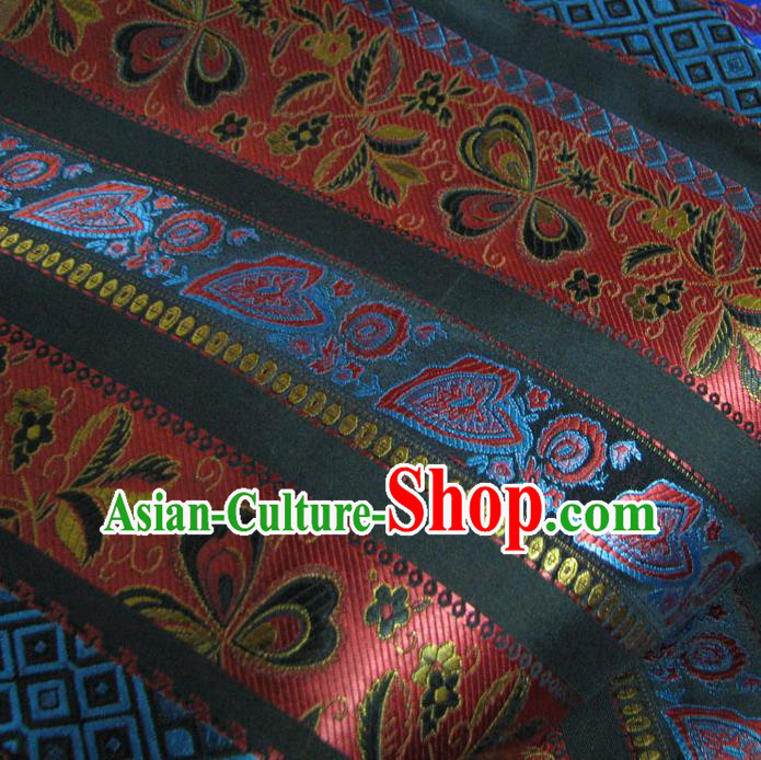 Chinese Traditional Royal Palace Pattern Design Mongolian Robe Black Brocade Fabric Ancient Costume Tang Suit Cheongsam Hanfu Material