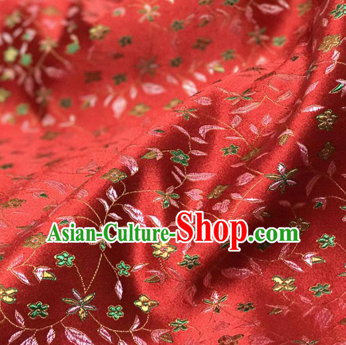 Chinese Traditional Royal Palace Flowers Pattern Design Red Brocade Fabric Ancient Costume Tang Suit Cheongsam Hanfu Material