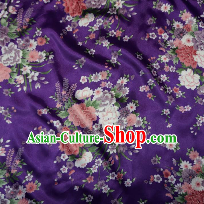 Chinese Traditional Royal Palace Peony Pattern Design Purple Brocade Fabric Ancient Costume Tang Suit Cheongsam Hanfu Material