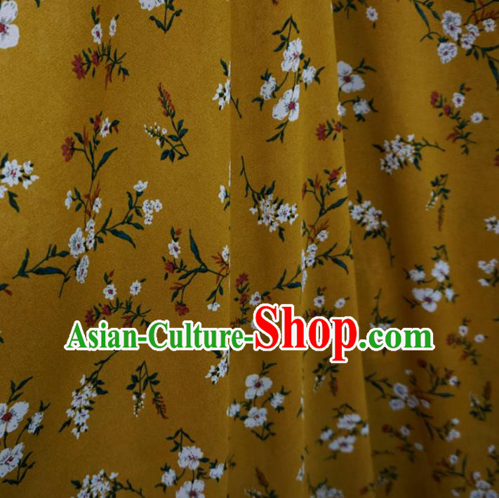 Chinese Traditional Royal Palace Pattern Design Yellow Brocade Fabric Ancient Costume Tang Suit Cheongsam Hanfu Material