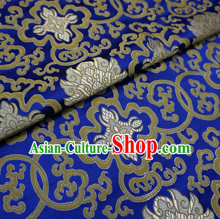 Chinese Traditional Royal Palace Pattern Design Blue Brocade Mongolian Robe Fabric Ancient Costume Tang Suit Cheongsam Hanfu Material