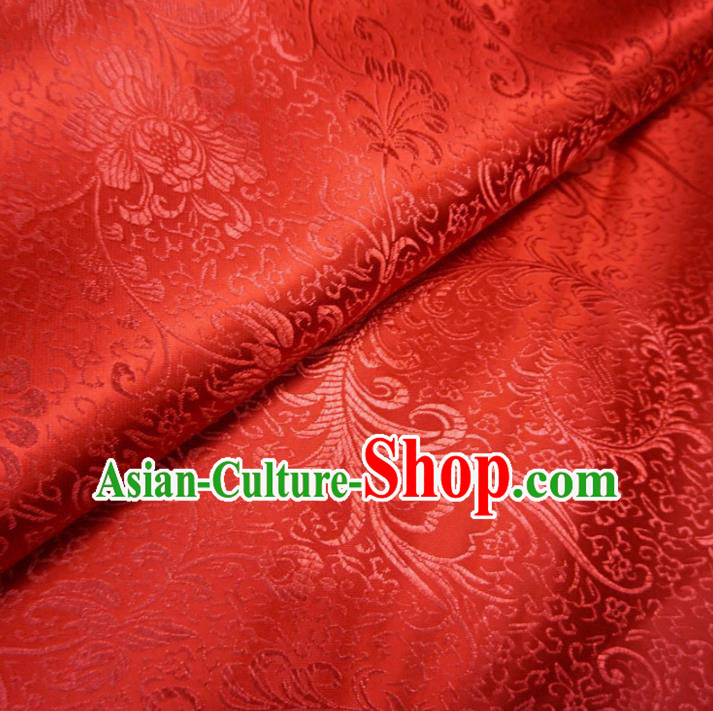 Chinese Traditional Royal Palace Pattern Design Red Brocade Fabric Ancient Costume Tang Suit Cheongsam Hanfu Material