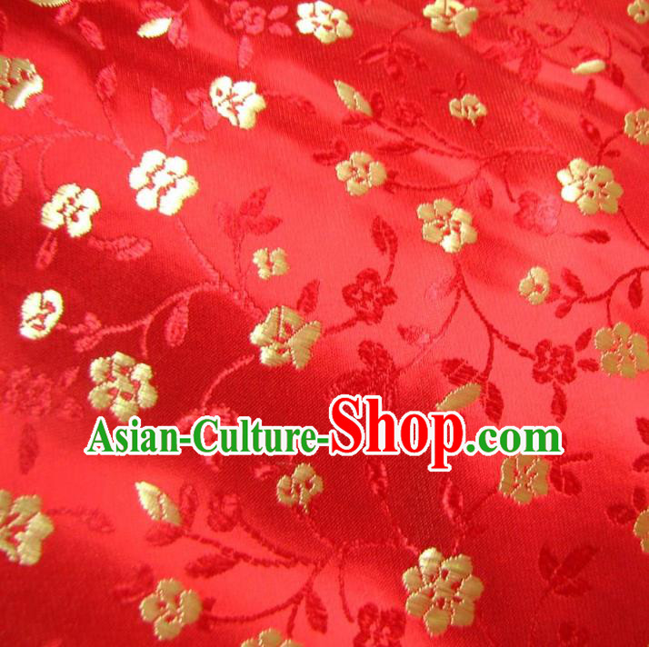 Chinese Traditional Royal Palace Flowers Pattern Design Red Brocade Fabric Ancient Costume Tang Suit Cheongsam Hanfu Material