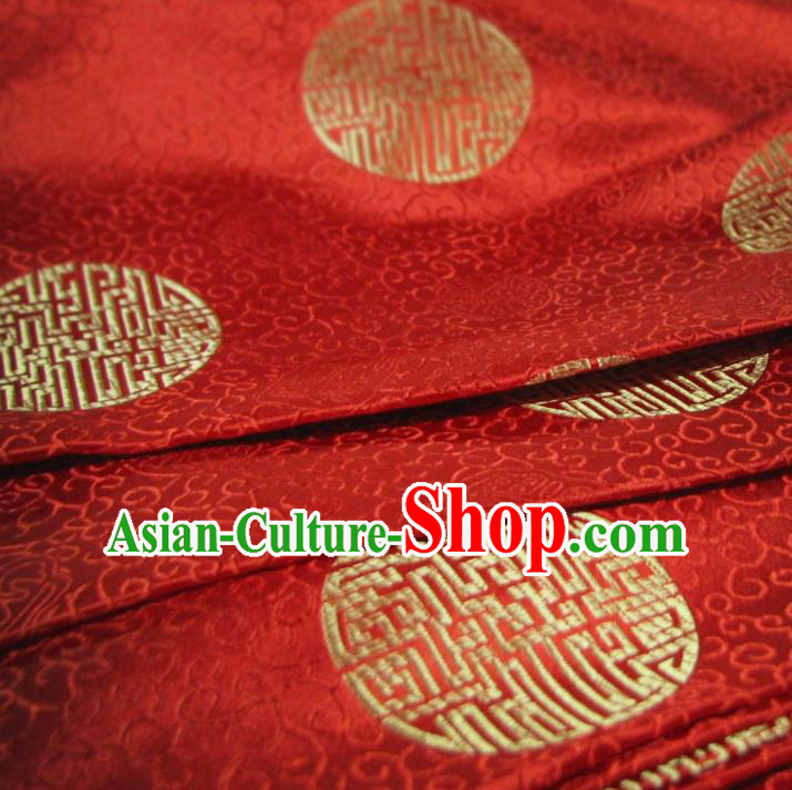 Chinese Traditional Royal Palace Pattern Design Hanfu Red Brocade Fabric Ancient Costume Tang Suit Cheongsam Material