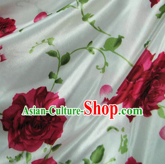 Chinese Traditional Royal Palace Printing Rose Design Hanfu Brocade Fabric Ancient Costume Tang Suit Cheongsam Material