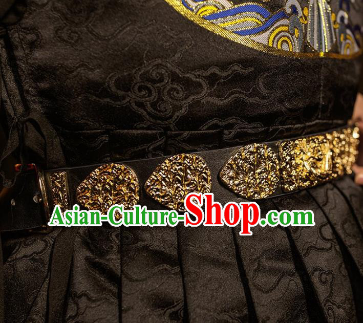 Traditional Chinese Ming Dynasty Swordsman Leather Belts Waistband for Men