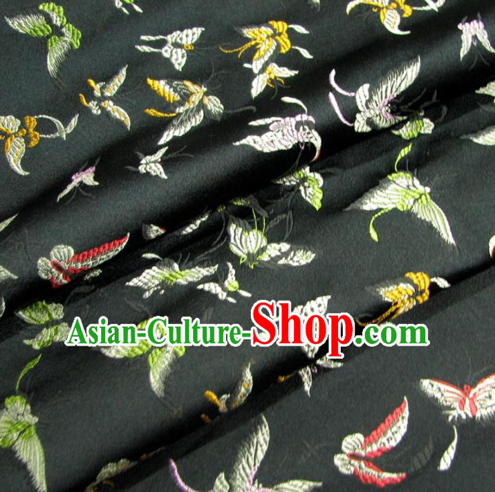 Chinese Traditional Palace Butterfly Pattern Design Hanfu Black Brocade Fabric Ancient Costume Tang Suit Cheongsam Material