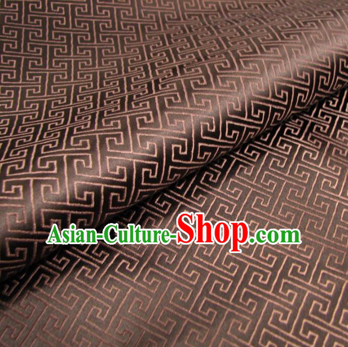 Chinese Traditional Palace Pattern Hanfu Brown Brocade Mongolian Robe Fabric Ancient Costume Tang Suit Cheongsam Material