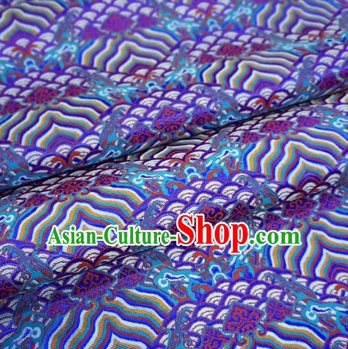 Chinese Traditional Palace Wave Pattern Hanfu Purple Brocade Fabric Ancient Costume Tang Suit Cheongsam Material